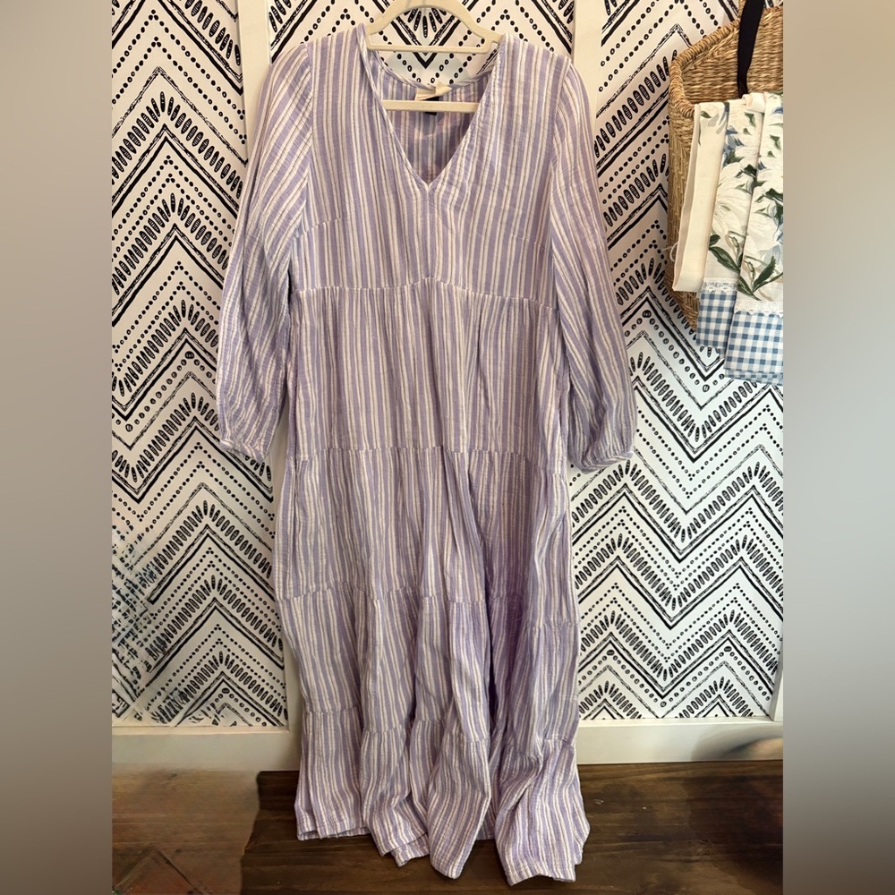 Universal Thread Lavender Striped Long Sleeve Dress